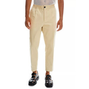 AMI Regular Fit Elastic Waisted Pleated Pants Vanille Size 40